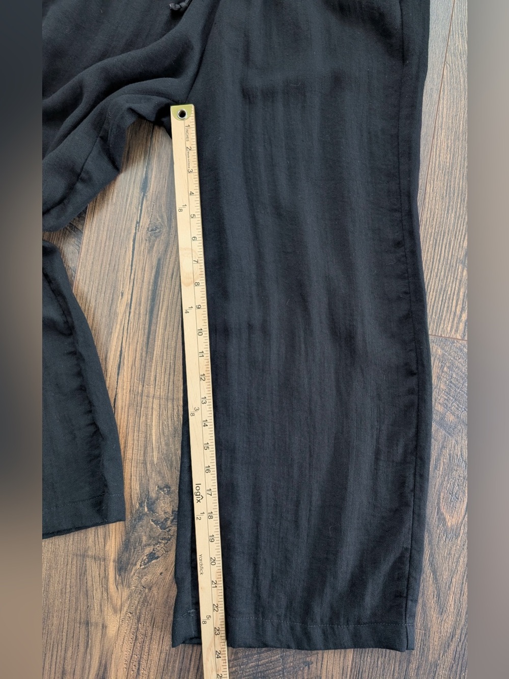 Halara High Waisted Drawstring Pocket Wide Leg Casual Linen-Feel Pants Black SP - Picture 9 of 9